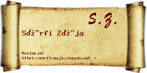 Sárfi Zója névjegykártya